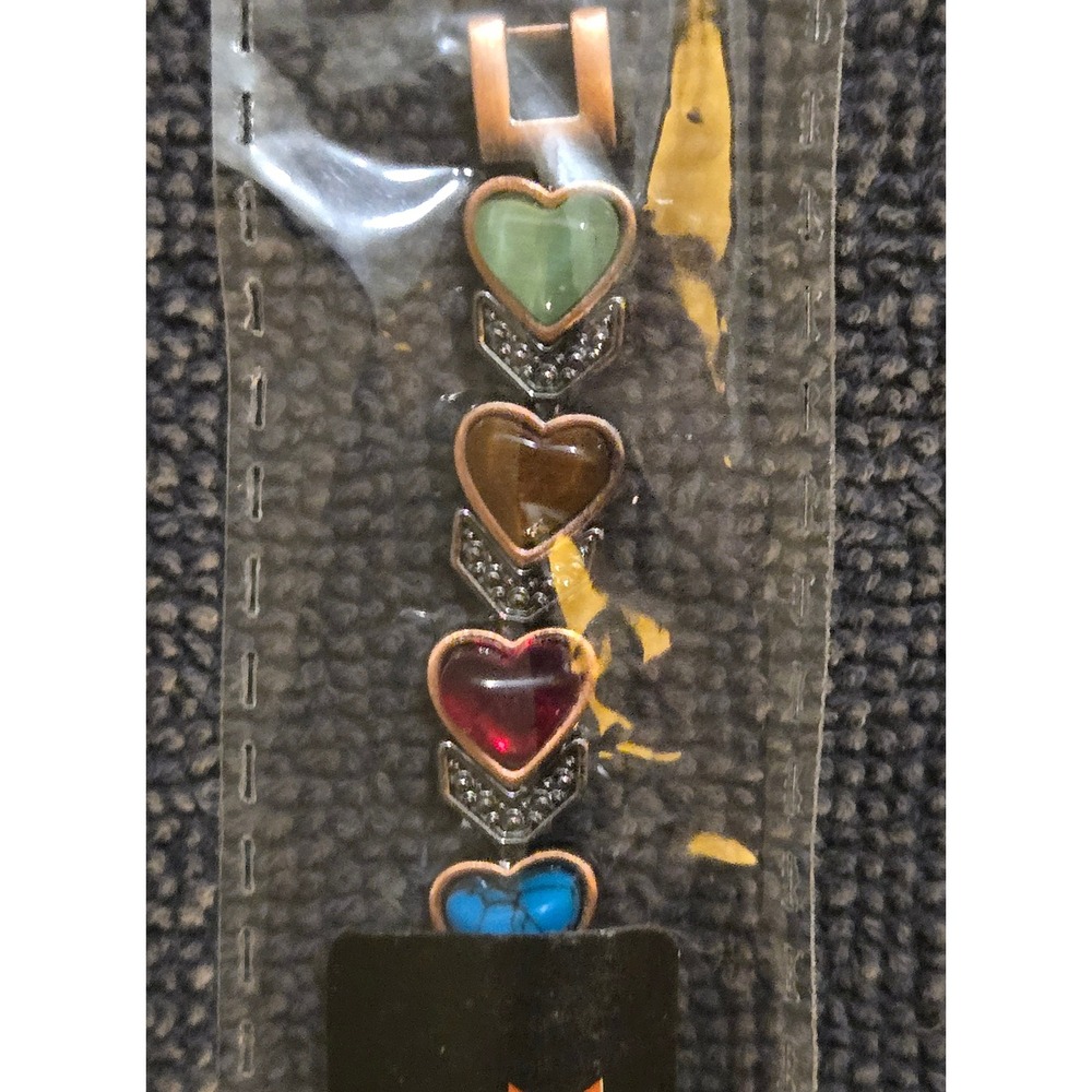 Copper Flux Magnetic Therapy Bracelet Multi Color Hearts Copper Tone New